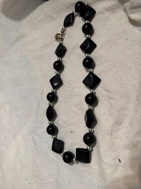 Genuine lucite Statement Necklace - Unbranded black with silver hardware